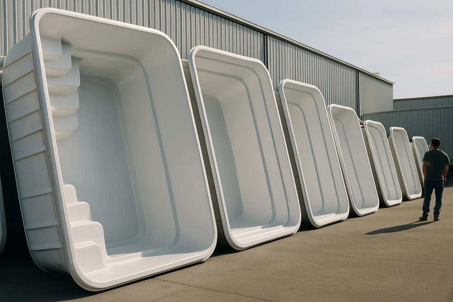 A fiberglass pool installation, one of the shells and finishes covered in our guides.